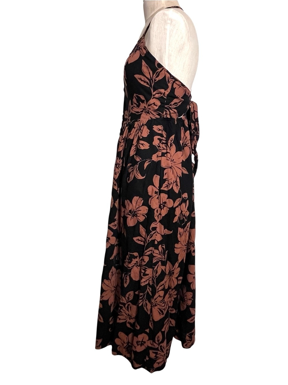 Free People The Perfect Sundress Black Linen Blend Button Front Halter — Size S - Picture 9 of 12